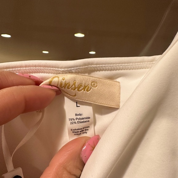 QINSEN White Spaghetti Strap Tennis Dress, Size Large - Picture 2 of 8